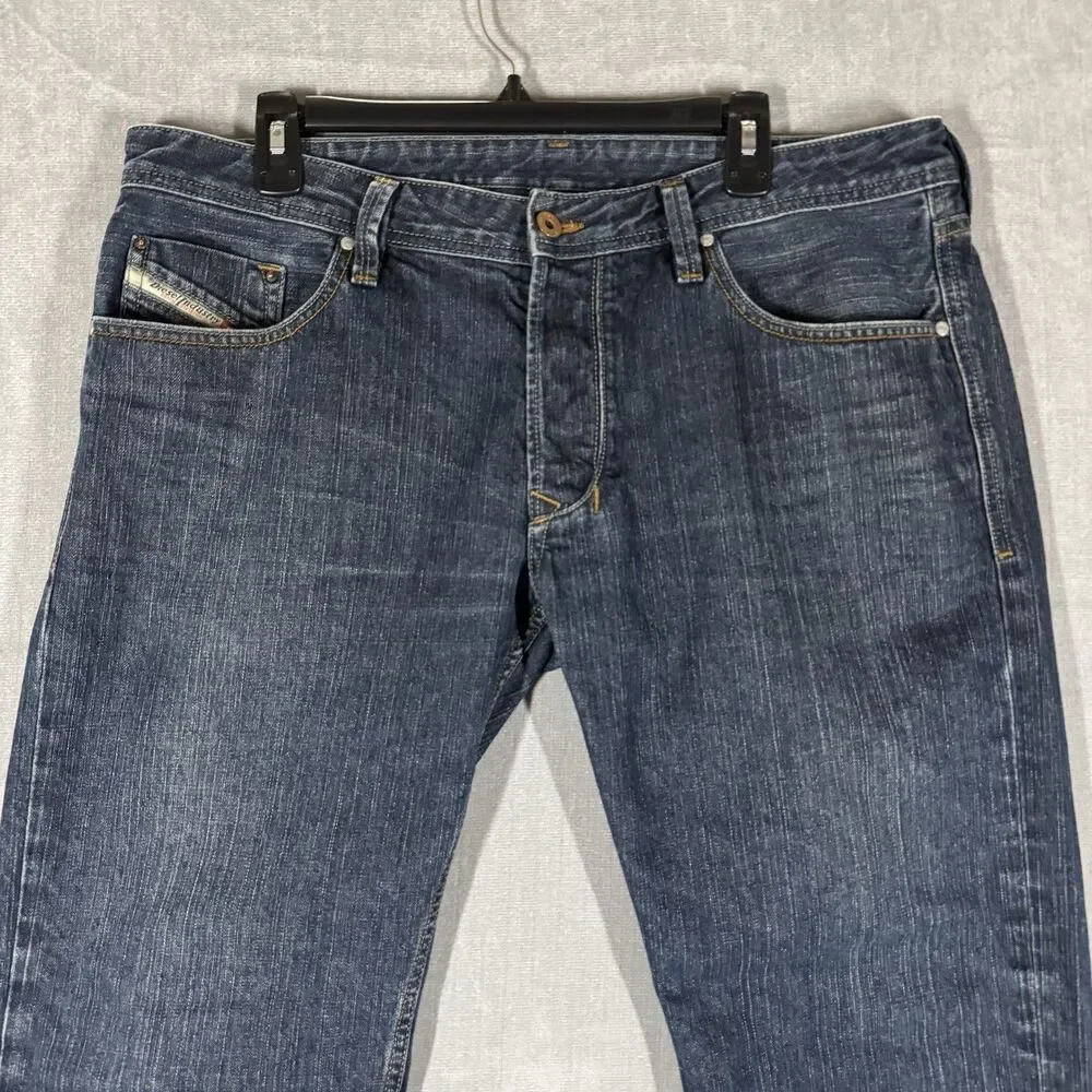 DIESEL Larkee Mens Jeans Dark Wash Denim Regular Straight Size W36 L27 *ALTERED*